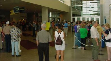 Crowd waiting for show to open